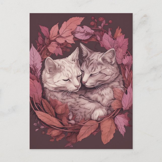 Beautiful Sleeping Cats Postcard (Front)