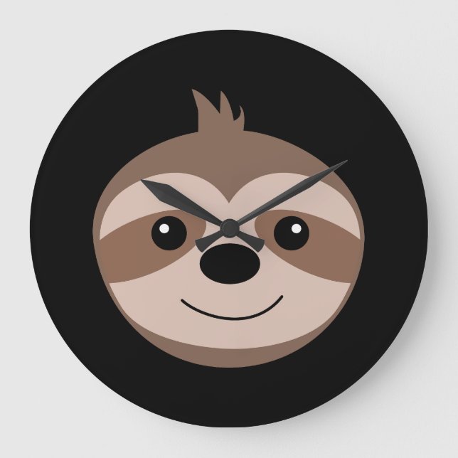 Beautiful smiling sloth large clock (Front)