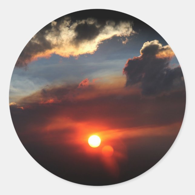 beautiful smokey sunset photo classic round sticker (Front)