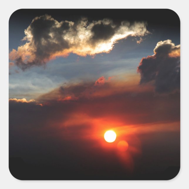 beautiful smokey sunset photo square sticker (Front)