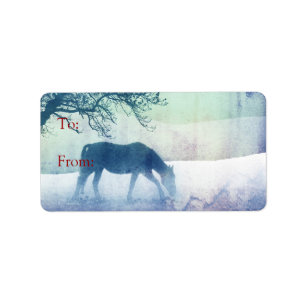 Beautiful Snow Horse Christmas Gift Tags