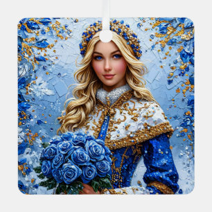 Beautiful Snow Maiden Metal Ornament