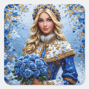 Beautiful Snow Maiden Square Sticker