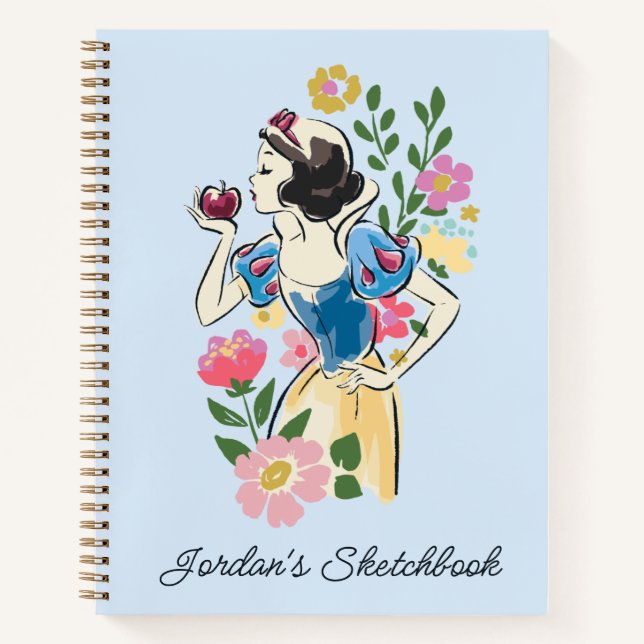 Beautiful Snow White Floral | Add Your Name Sketch Notebook (Front)