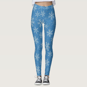 Beautiful Snowflakes on Blue Pattern Leggings