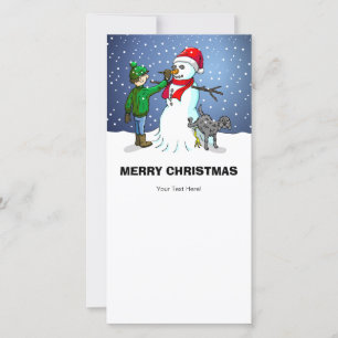 Beautiful Snowman and Snowfall Holiday Card