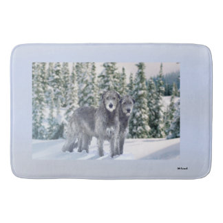 Beautiful Snowy Irish Wolfhound Scene Bath Mat