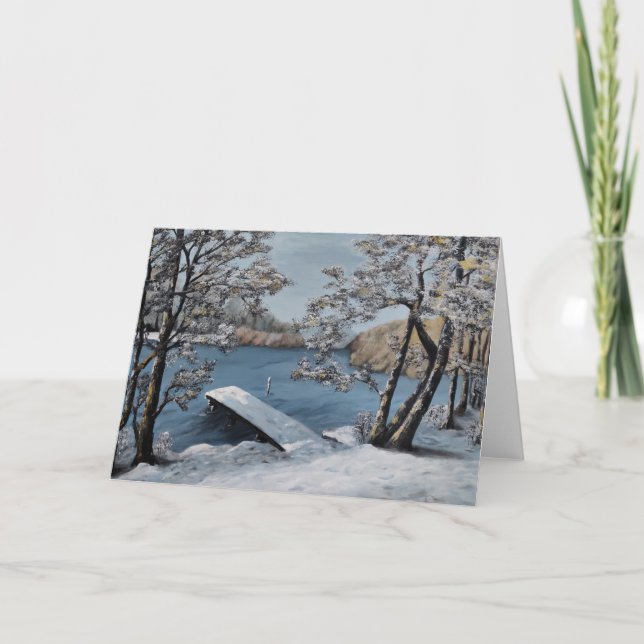 Beautiful Snowy Landscape, winter scene Holiday Card (Front)