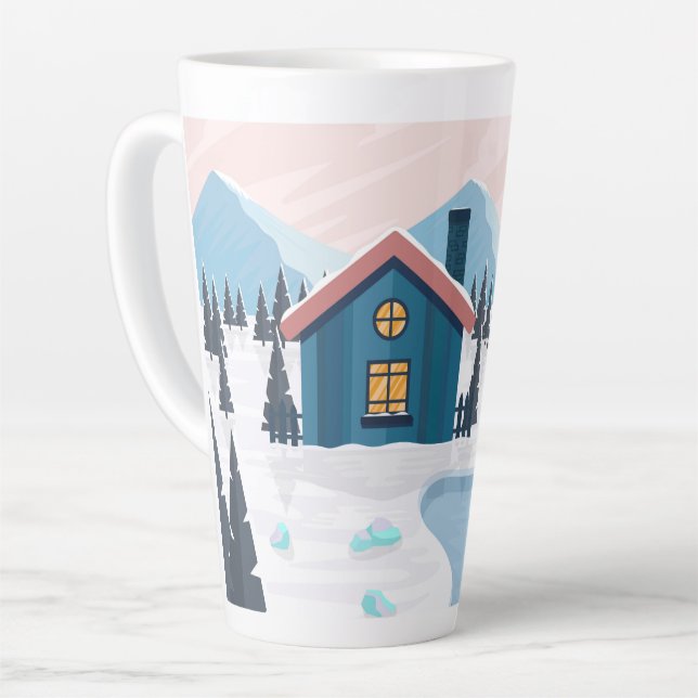 Beautiful snowy scenery latte mug (Left Angle)