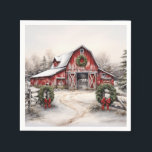 Beautiful Snowy Winter Rustic Red Barn Christmas Napkin<br><div class="desc">Beautiful Snowy Winter Rustic Red Barn Christmas Napkins</div>