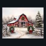 Beautiful Snowy Winter Rustic Red Barn Christmas Poster<br><div class="desc">Beautiful Snowy Winter Rustic Red Barn Christmas Poster</div>