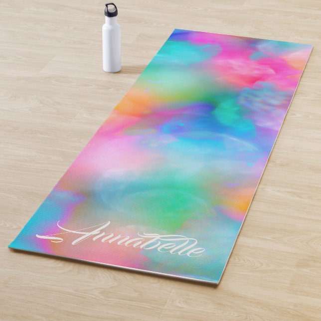 Beautiful Soft Colourful Rainbow Yoga Mat (In Situ)