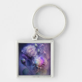 Beautiful Soft Focus Light Spectrum Roses Keychain