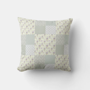 Beautiful soft green patchwork design throw pillow