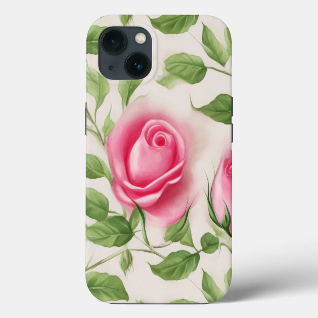 Beautiful soft pastel spring rose pattern Case-Mate iPhone case (Back)