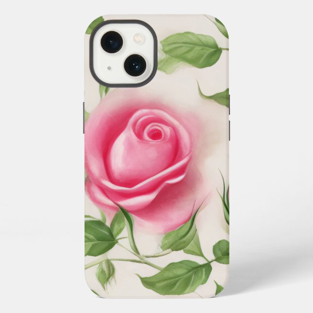 Beautiful soft pastel spring rose pattern iPhone case (Back)