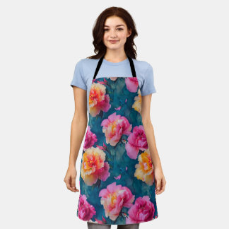 Beautiful Soft Pink Flower Pattern Apron