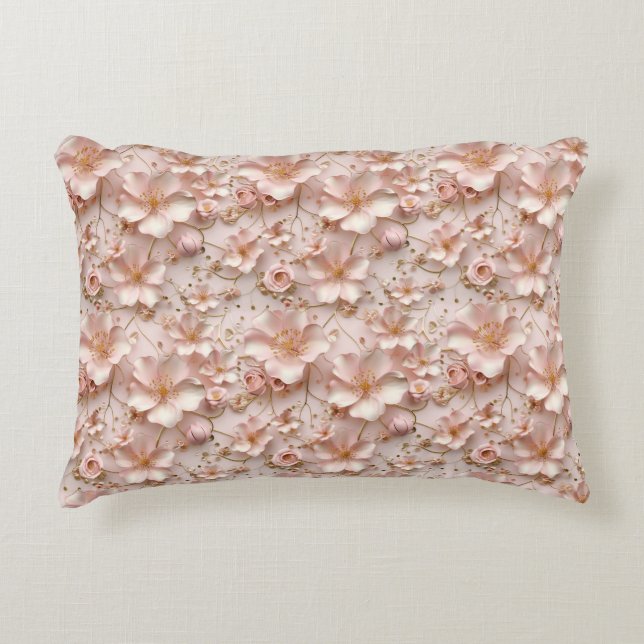 Beautiful Soft Pink Pastel Floral Accent Pillow (Front)