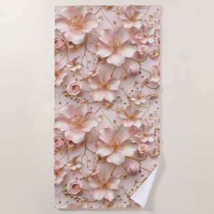 Beautiful Soft Pink Pastel Floral Beach Towel