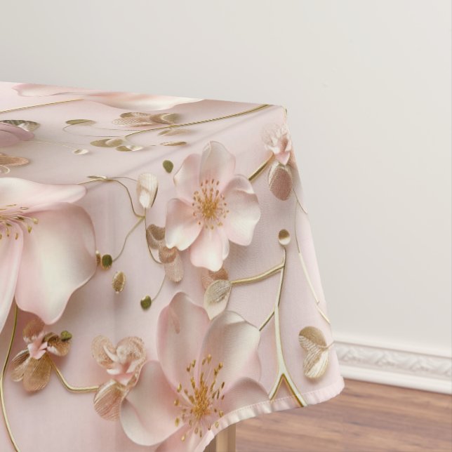 Beautiful Soft Pink Pastel Floral Tablecloth (In Situ)