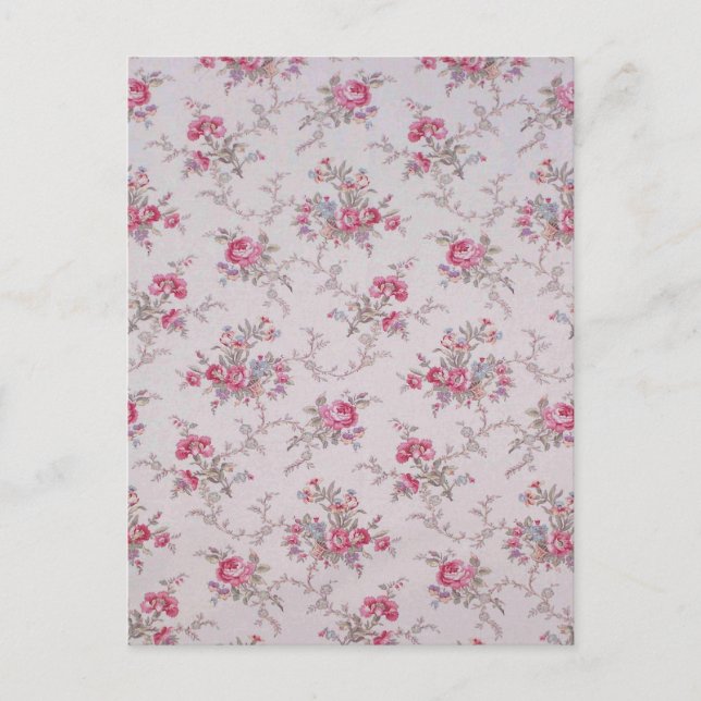 Beautiful soft vintage roses and leaves postcard (Front)