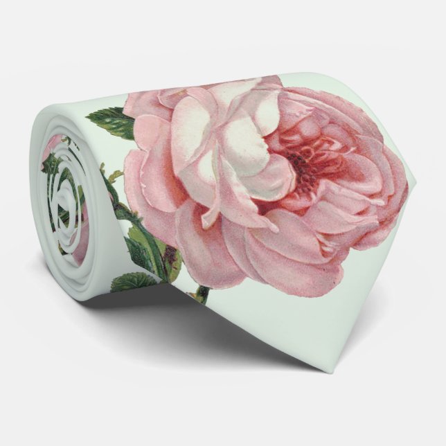 Beautiful soft vintage roses and leaves tie (Rolled)