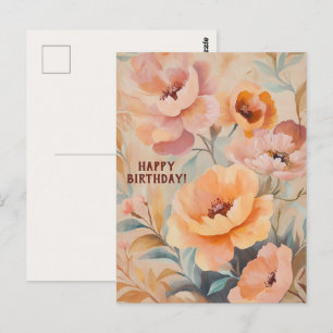 Beautiful Soft Wildflowers Flowers HAPPY BIRTHDAY Postcard