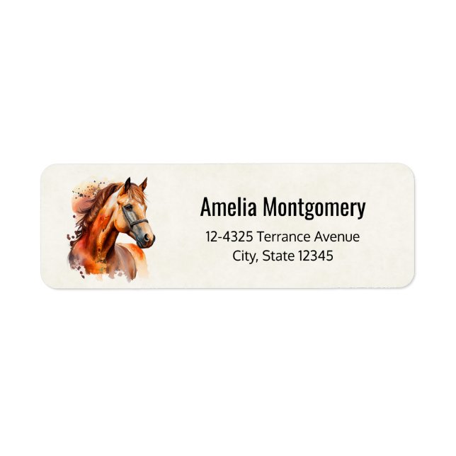 Beautiful Sorrel Horse Portrait Address (Front)
