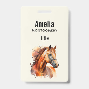 Beautiful Sorrel Horse Portrait Badge
