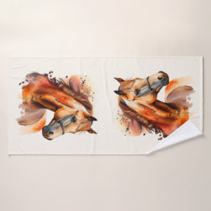 Beautiful Sorrel Horse Portrait Bath Towel Set