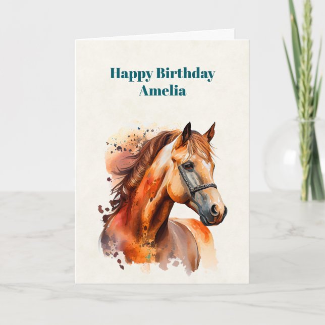 Beautiful Sorrel Horse Portrait Birthday Card (Front)