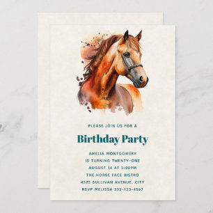 Beautiful Sorrel Horse Portrait Birthday Invitation