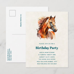 Beautiful Sorrel Horse Portrait Birthday Invitation Postcard