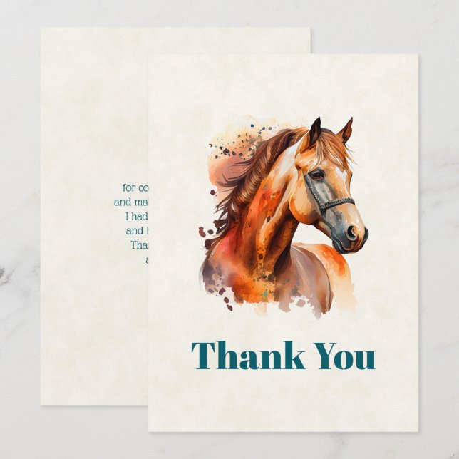 Beautiful Sorrel Horse Portrait Thank You Card (Front/Back)