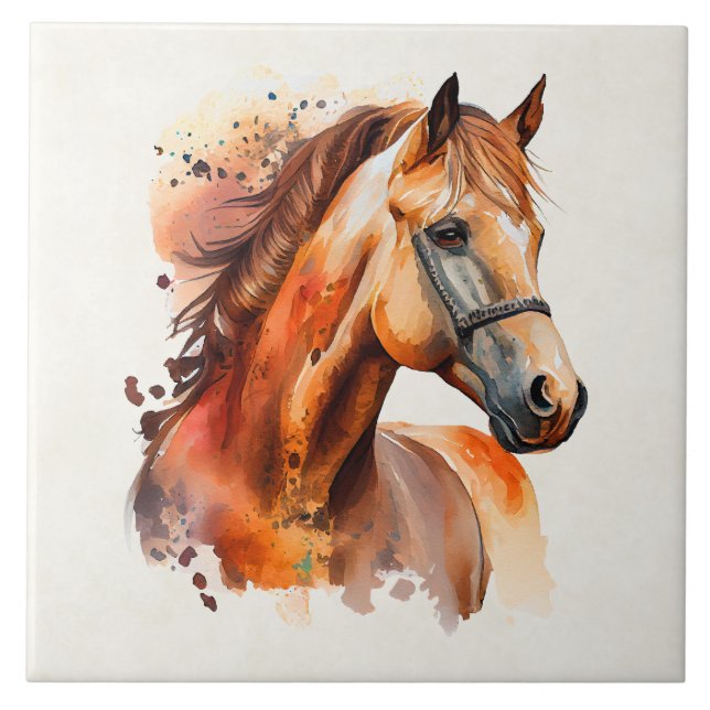 Beautiful Sorrel Horse Portrait Tile (Front)