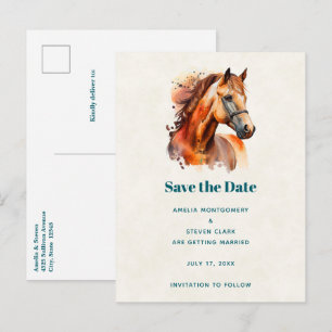 Beautiful Sorrel Horse Portrait Wedding Announcement Postcard