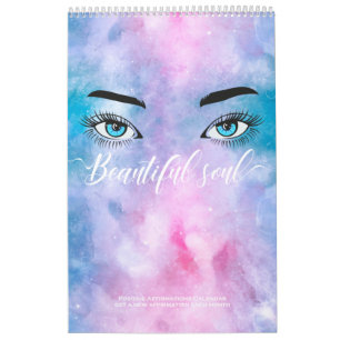 Beautiful Soul Pink Galaxy Eyes Affirmations Calendar