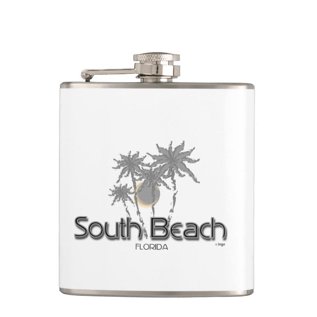 Beautiful South Beach, Florida Hip Flask (Front)