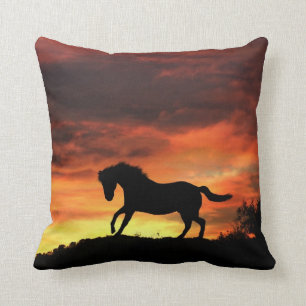 Beautiful Southwestern Colours Horse and Sunset Throw Pillow