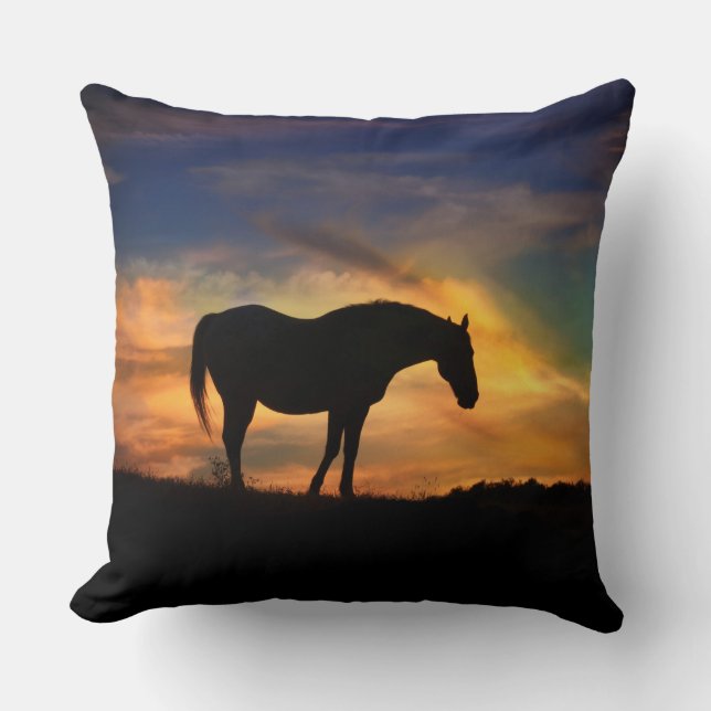 Beautiful Southwestern Horse Throw Pillow (Front)