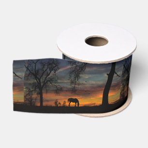 Beautiful Southwestern Sunset and Horse Ribbon Grosgrain Ribbon