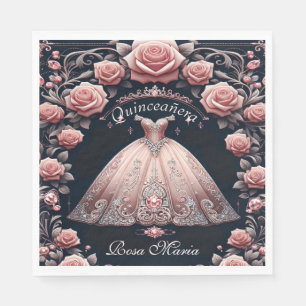 Beautiful Spanish Quinceañera Rose Napkin