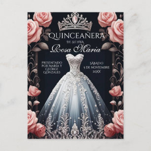 Beautiful Spanish Quinceañera Rose Postcard