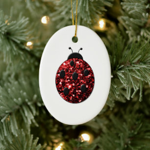 Beautiful Sparkling red sparkles Ladybird Ladybug Ceramic Ornament