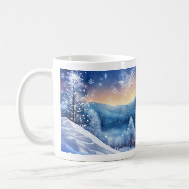 Beautiful Sparkling Winter Mug | Scenic Snow (Left)