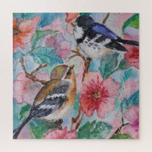 Beautiful Sparrows Puzzle Spring Bird Watercolor