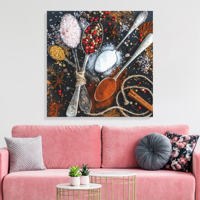 Beautiful Spices in Spoons  Canvas Print (Insitu(LivingRoom))