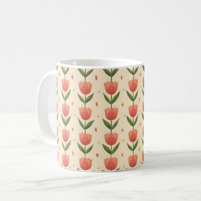 Beautiful Spring Colourful Girly Tulip Coffee Mug (Front Left)