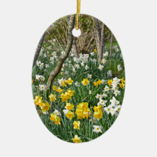 Beautiful spring daffodil garden ceramic ornament