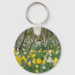 Beautiful spring daffodil garden keychain